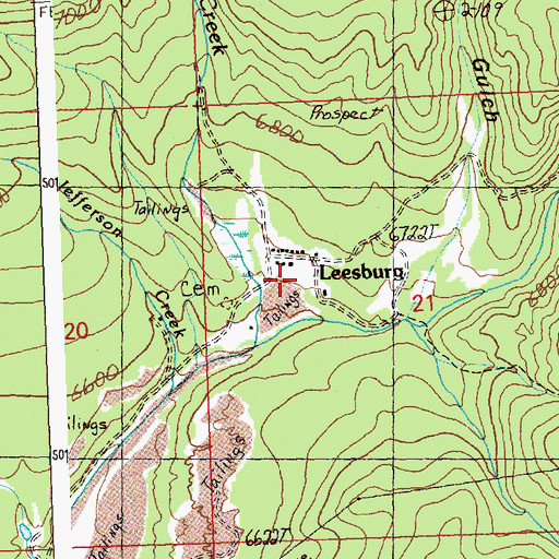 Topographic Map of Leesburg, ID