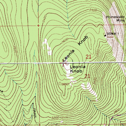 Topographic Map of Leonia Knob, ID