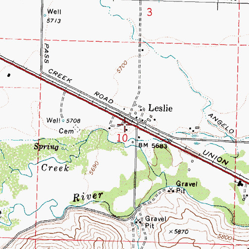Topographic Map of Leslie, ID
