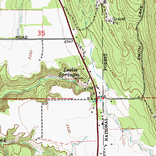 Topographic Map of Leslie Springs, ID