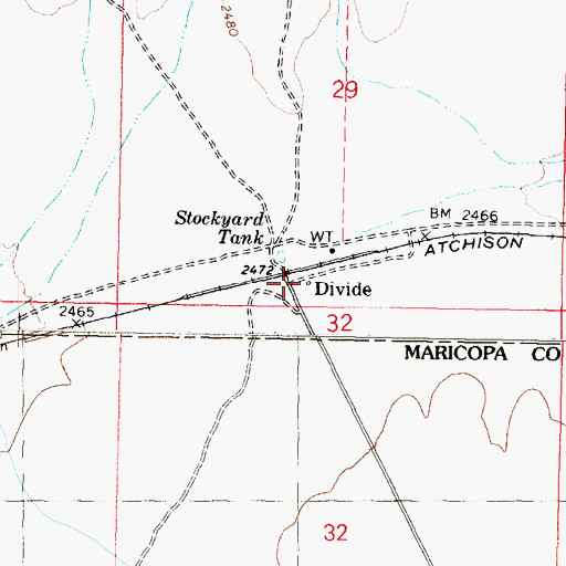Topographic Map of Divide, AZ