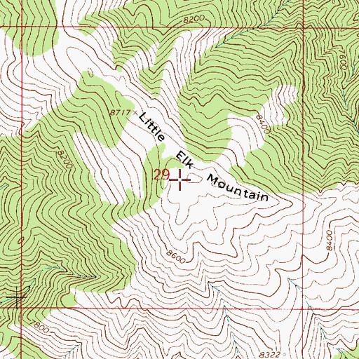 Topographic Map of Little Elk Mountain, ID