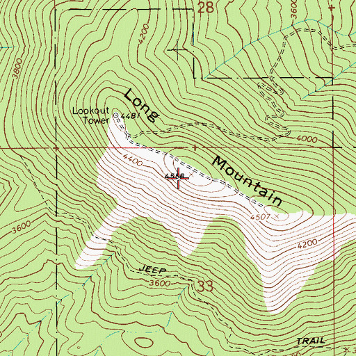 Topographic Map of Long Mountain, ID