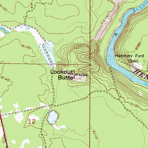 Topographic Map of Lookout Butte, ID