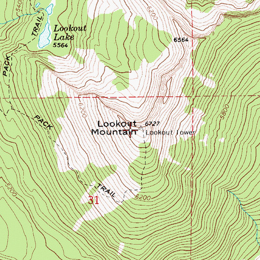 Topographic Map of Lookout Mountain, ID