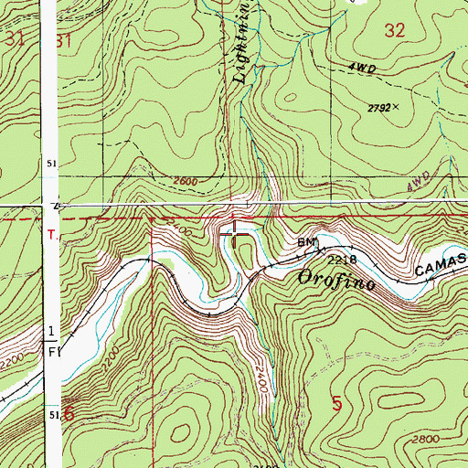 Topographic Map of Lightning Creek, ID