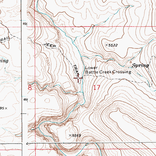 Topographic Map of Lower Battle Creek Crossing, ID