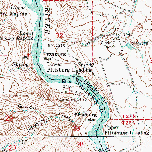 Topographic Map of Lower Pittsburg Landing, ID