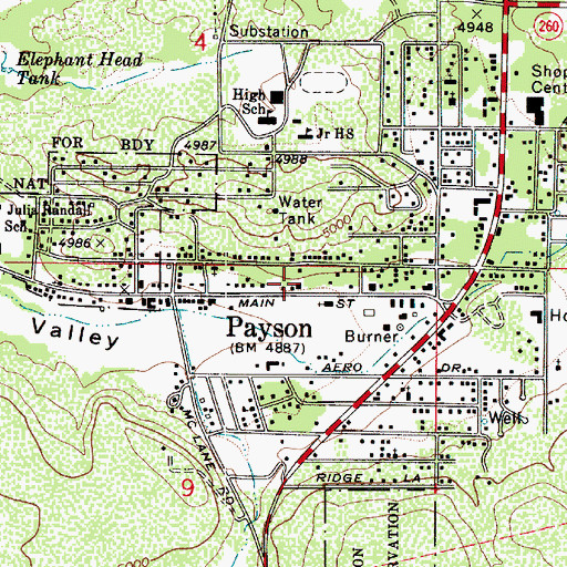 Topographic Map of Payson Fire Department Station 11, AZ
