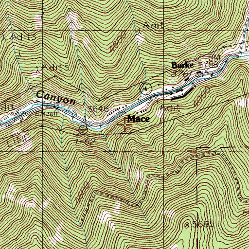 Topographic Map of Mace, ID