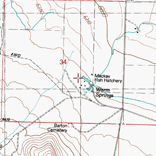 Topographic Map of Mackay Fish Hatchery, ID