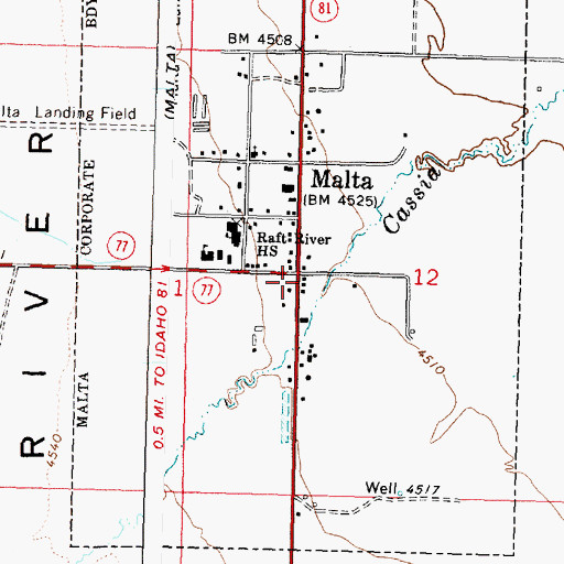 Topographic Map of Malta, ID