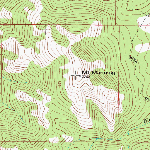 Topographic Map of Mount Manning, ID