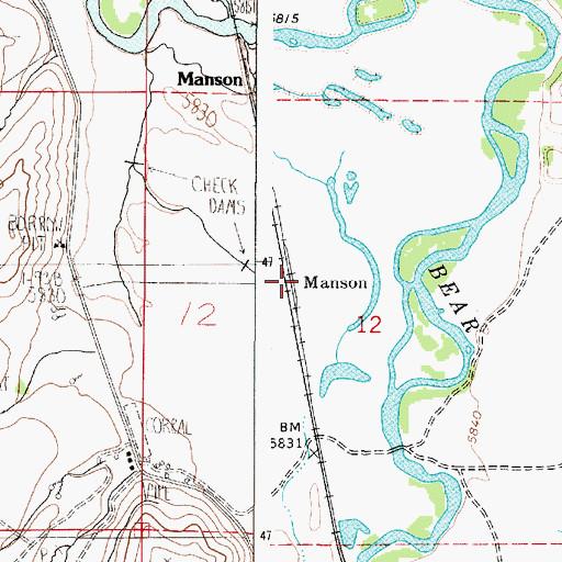 Topographic Map of Manson, ID