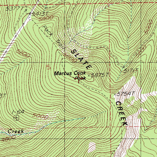 Topographic Map of Marcus Cook Peak, ID