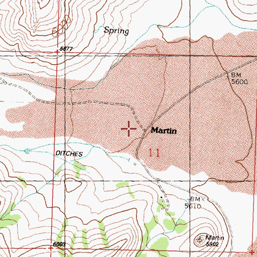 Topographic Map of Martin, ID