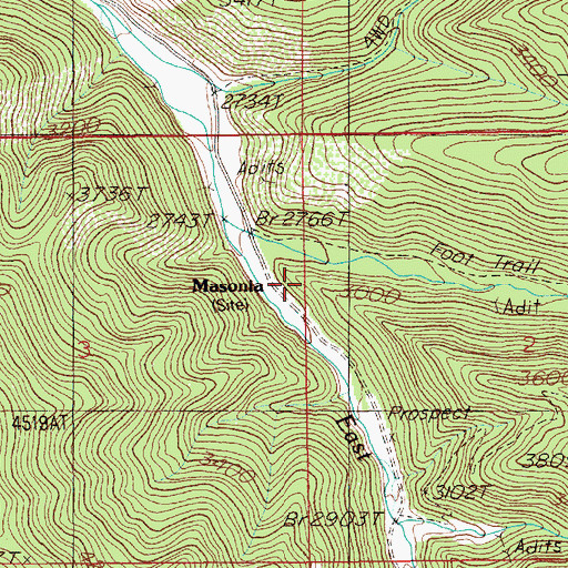 Topographic Map of Masonia (historical), ID