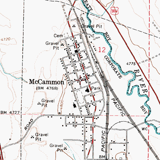Topographic Map of McCammon, ID