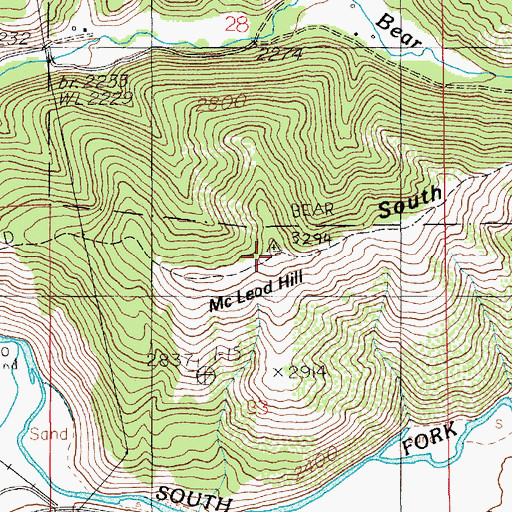 Topographic Map of McLeod Hill, ID