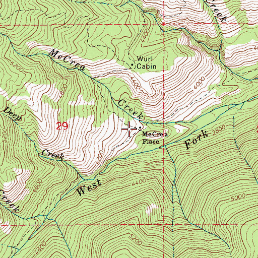Topographic Map of McCrea Place, ID