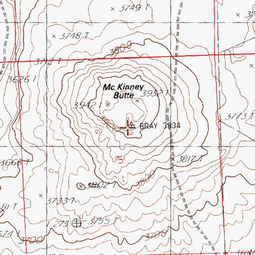Topographic Map of McKinney Butte, ID