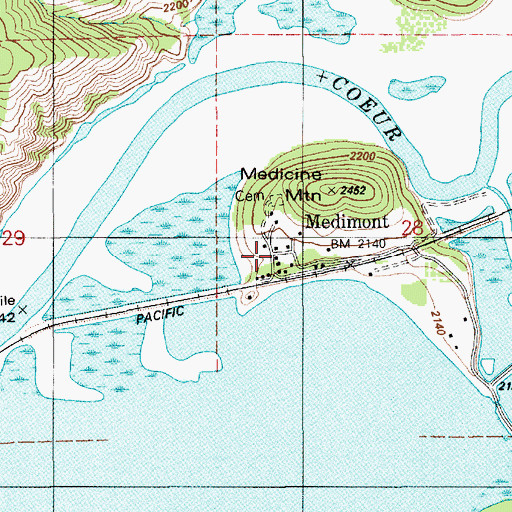 Topographic Map of Medimont, ID
