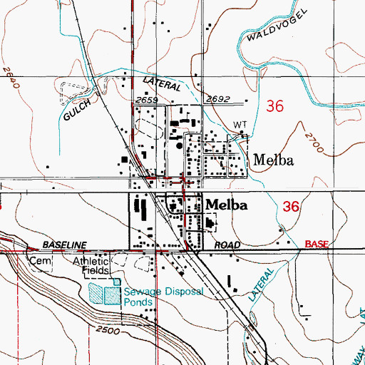 Topographic Map of Melba, ID