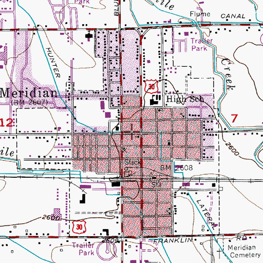 Topographic Map of Meridian, ID