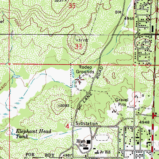 Topographic Map of Payson Rodeo Grounds, AZ