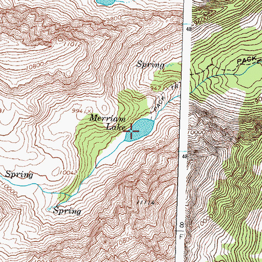 Topographic Map of Merriam Lake, ID