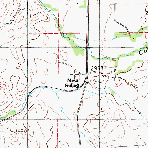 Topographic Map of Mesa Siding, ID