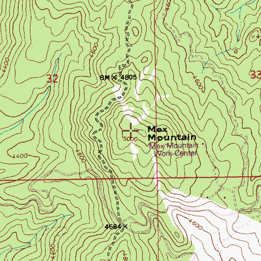 Topographic Map of Mex Mountain, ID
