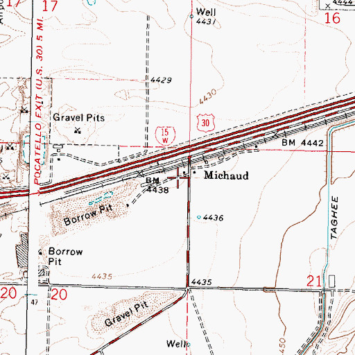 Topographic Map of Michaud, ID