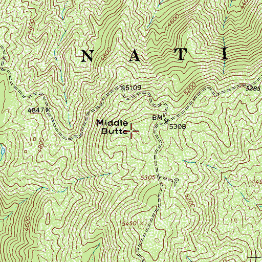 Topographic Map of Middle Butte, ID