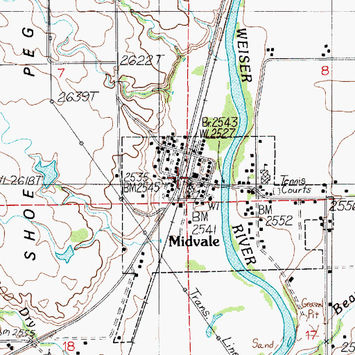 Topographic Map of Midvale, ID