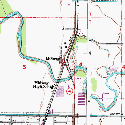 Topographic Map of Midway, ID