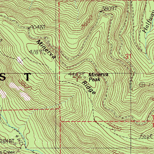 Topographic Map of Minerva Peak, ID
