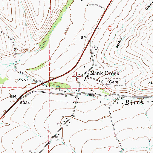 Topographic Map of Mink Creek, ID