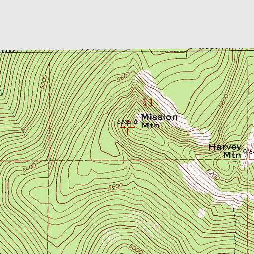 Topographic Map of Mission Mountain, ID