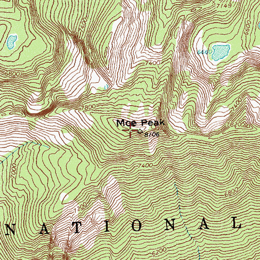 Topographic Map of Moe Peak, ID