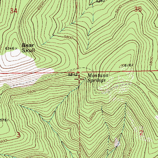 Topographic Map of Montana Springs, ID
