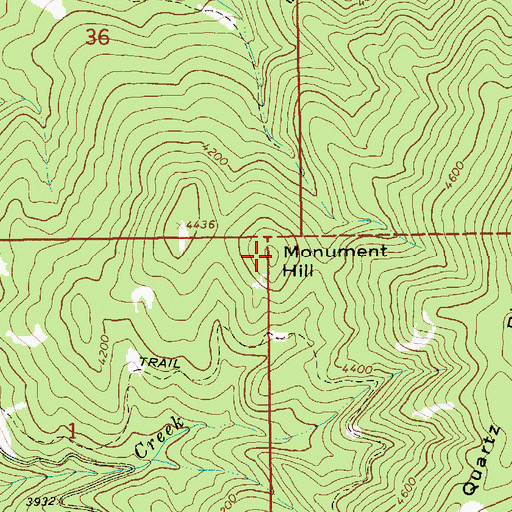 Topographic Map of Monument Hill, ID