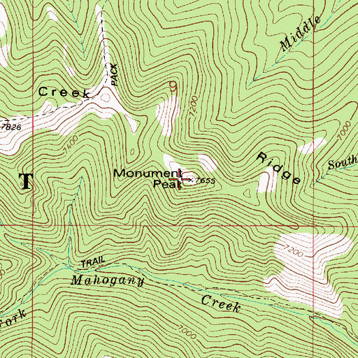 Topographic Map of Monument Peak, ID