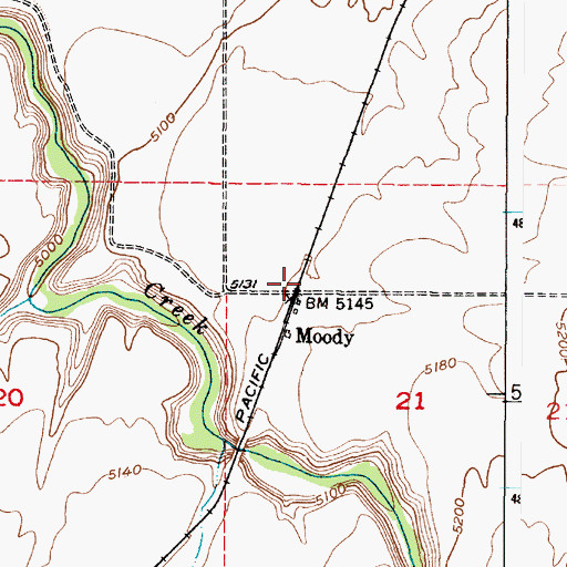 Topographic Map of Moody, ID