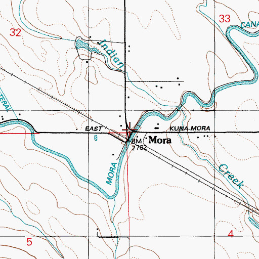 Topographic Map of Mora, ID