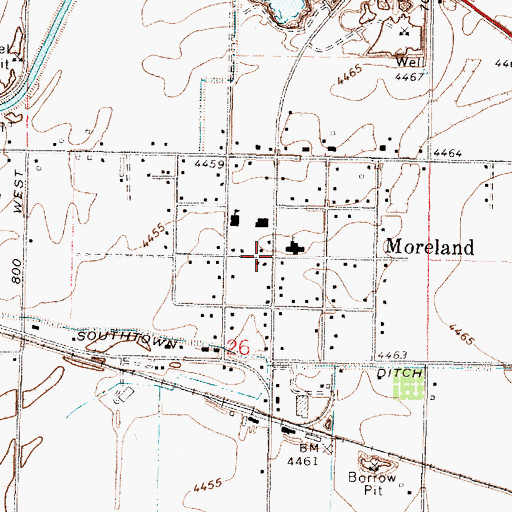 Topographic Map of Moreland, ID