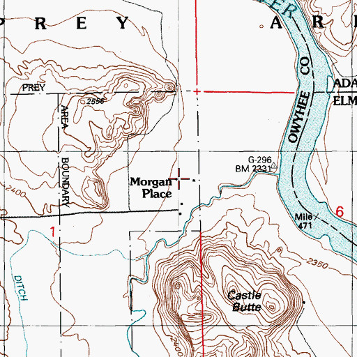 Topographic Map of Morgan Place, ID