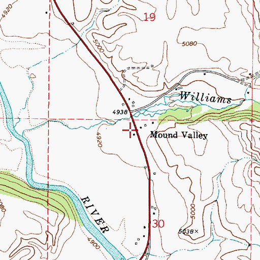 Topographic Map of Mound Valley, ID