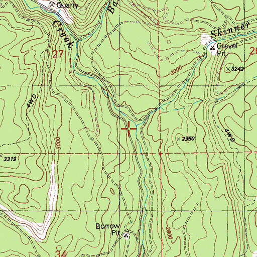 Topographic Map of Skinner Creek, ID