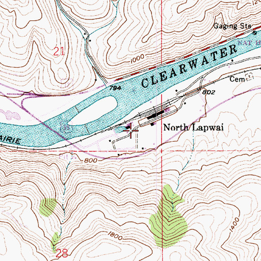 Topographic Map of North Lapwai, ID